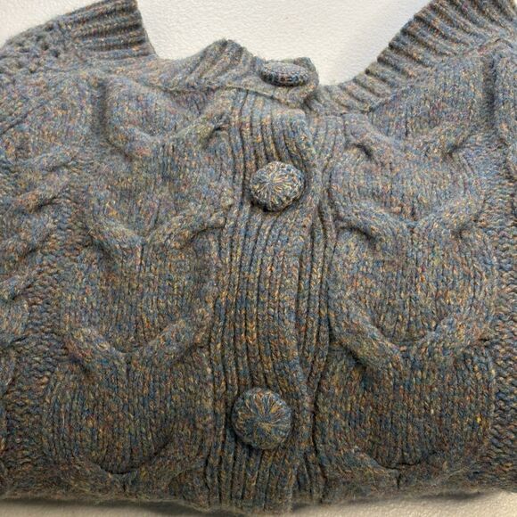 Anthropologie Far Away From Close Cardigan Women's  S Wool Blend Cable Knit Blue - Picture 15 of 15